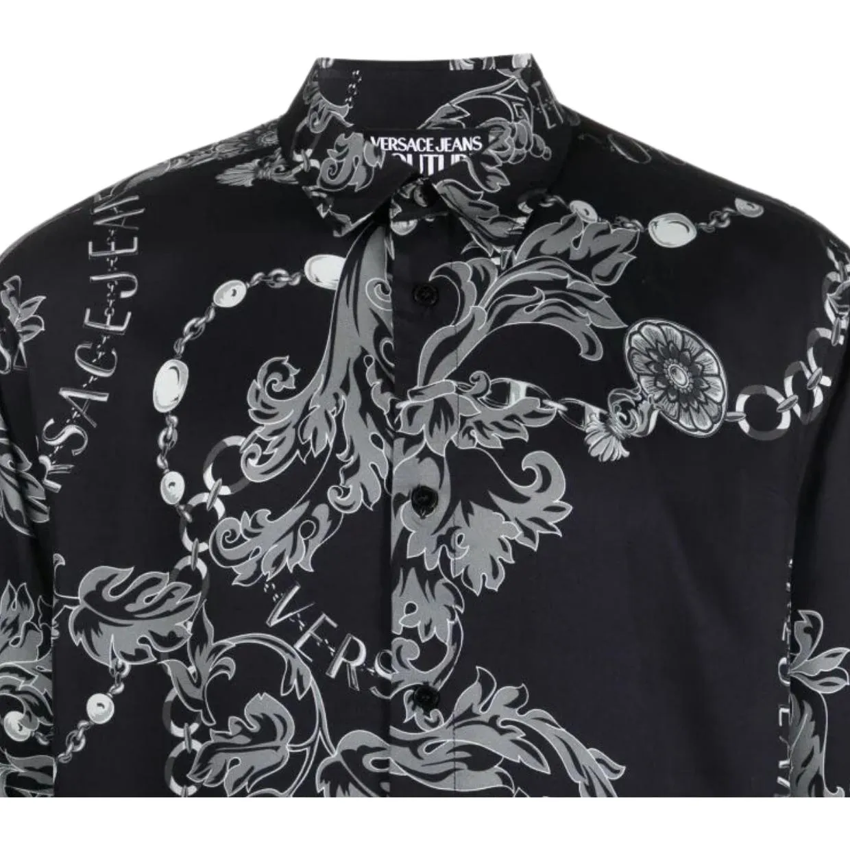 Versace Jeans Couture Chain Print All-Over Black Shirt