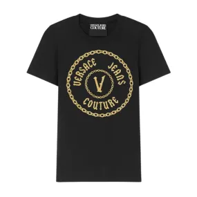 Versace Jeans Couture Chain V-Emblem Black & Gold T-Shirt