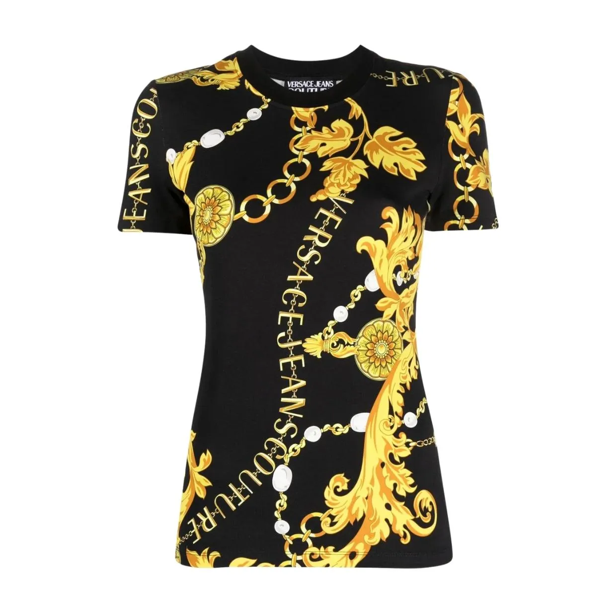 Versace Jeans Couture Interlock Chain Couture Black T-Shirt