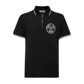 Versace Jeans Couture V Emblem Chain Logo Black Polo Shirt