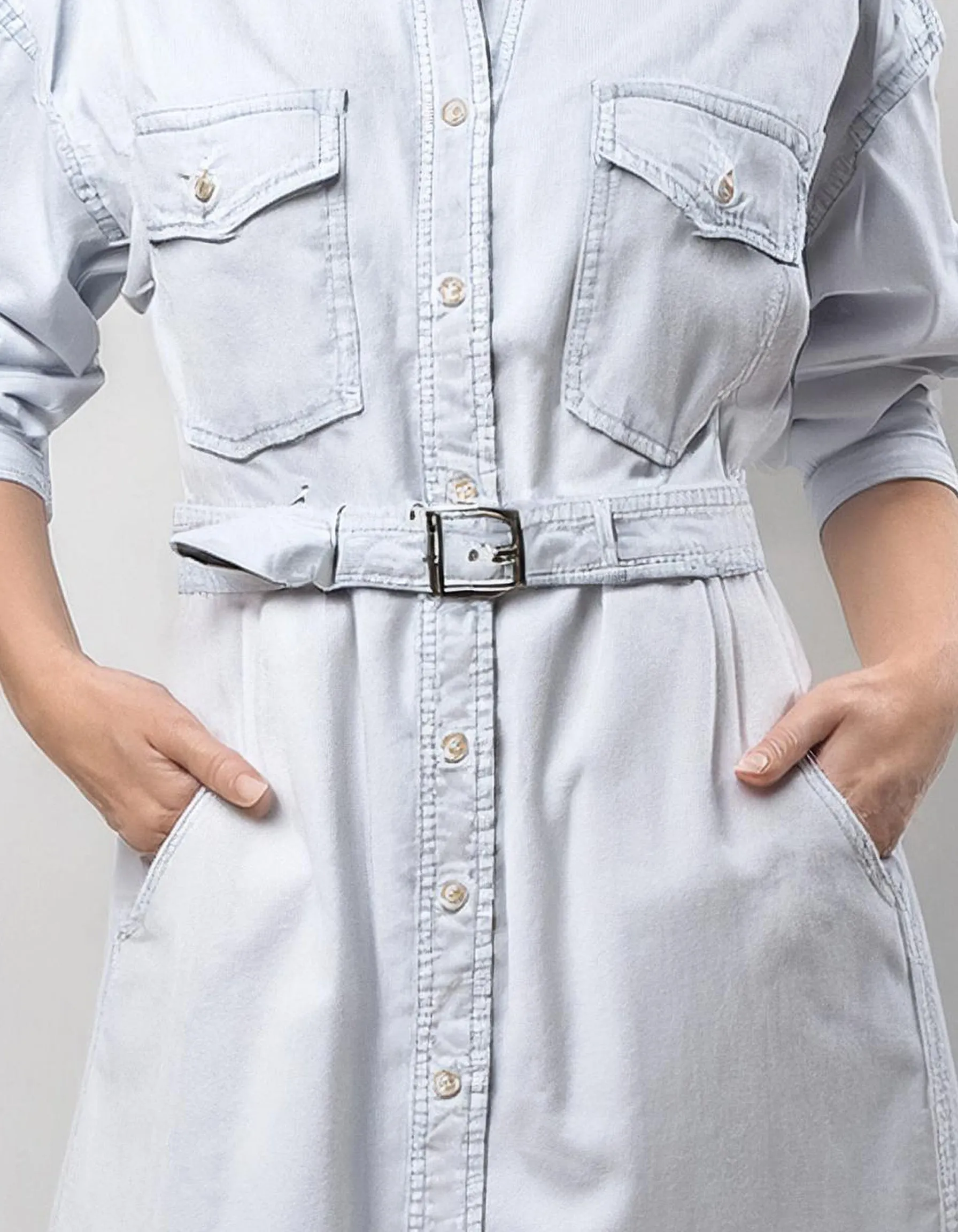 White Belted Shirt Dress