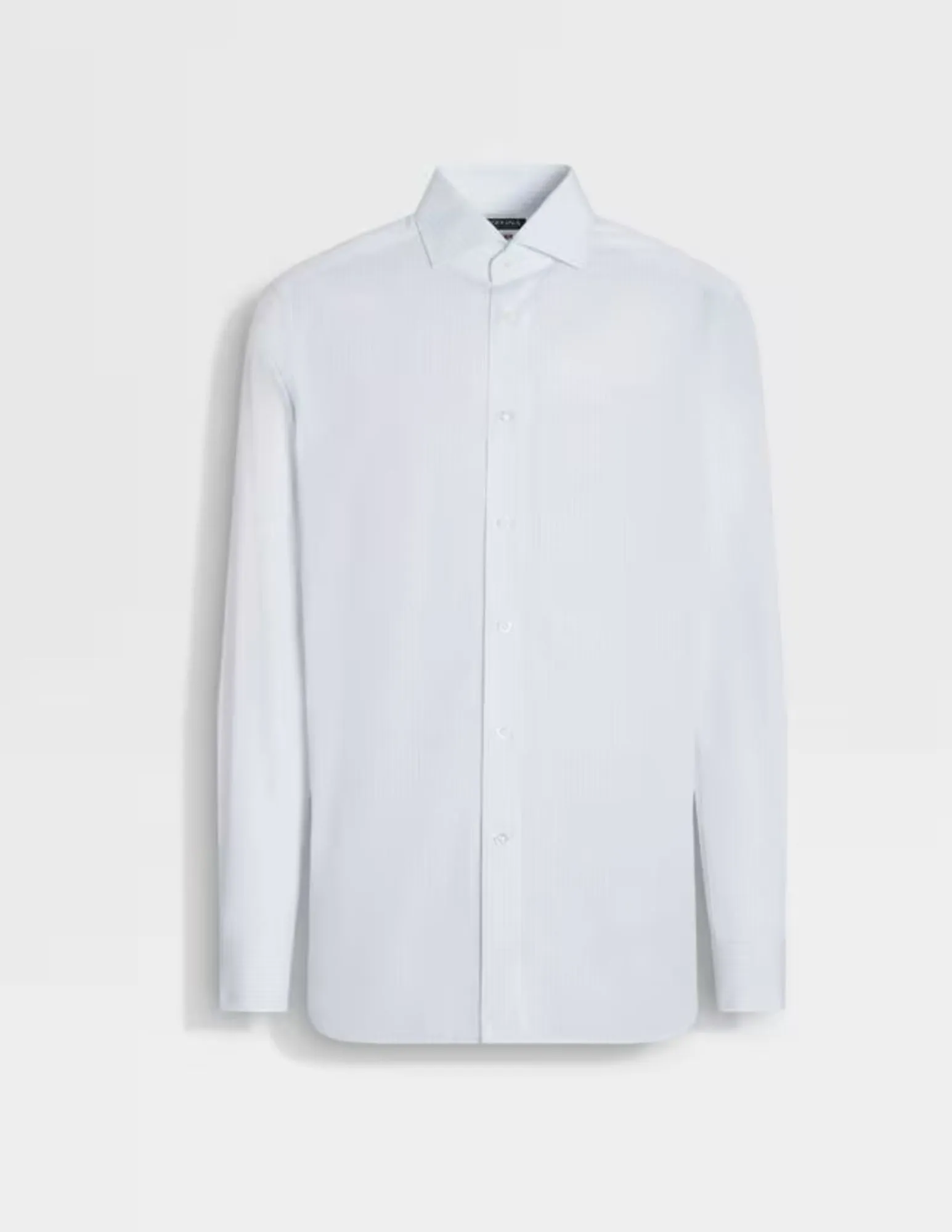 White Tonal Stripe Couture Dress Shirt