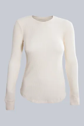 Women Waffle Thermal Crewneck