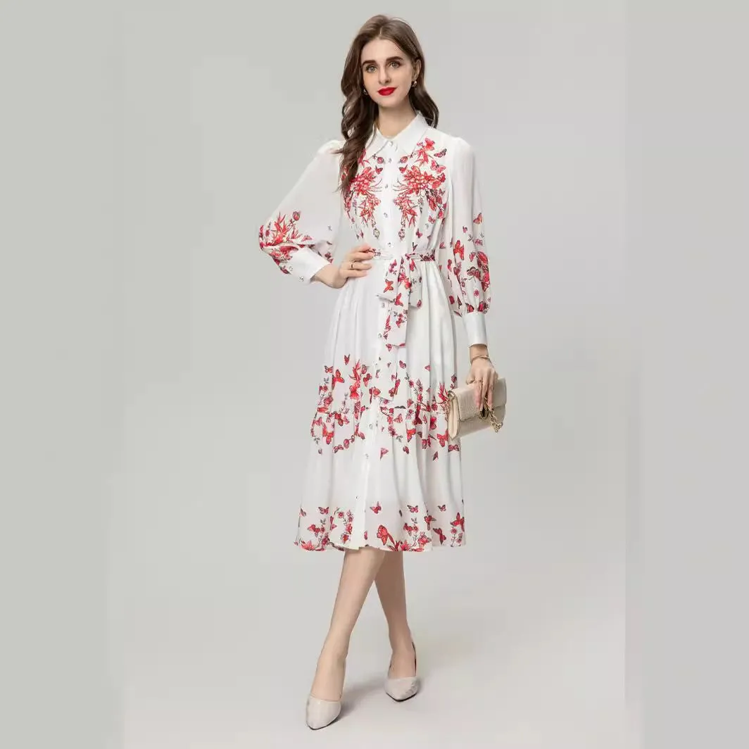 Women's Elegant Long Sleeve Shirt Dress