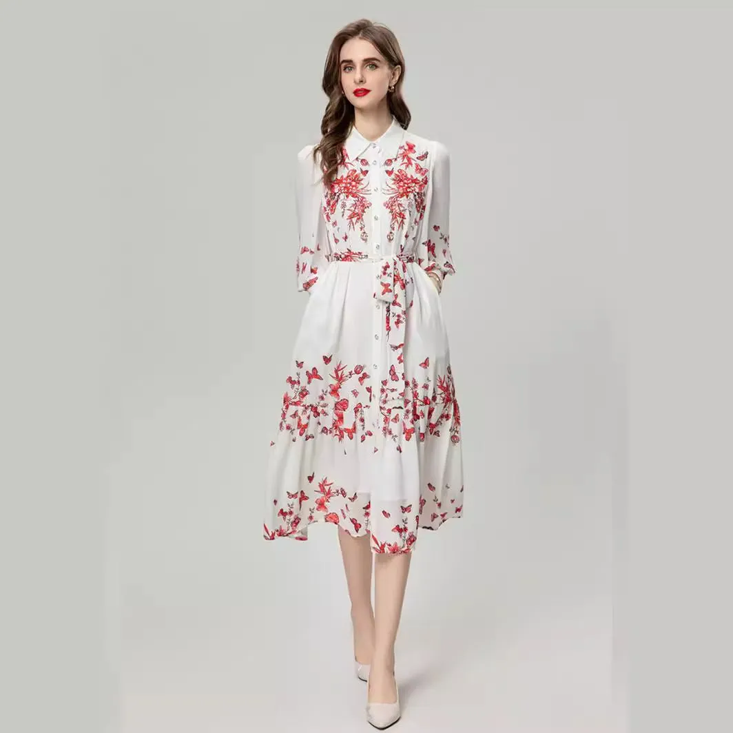 Women's Elegant Long Sleeve Shirt Dress