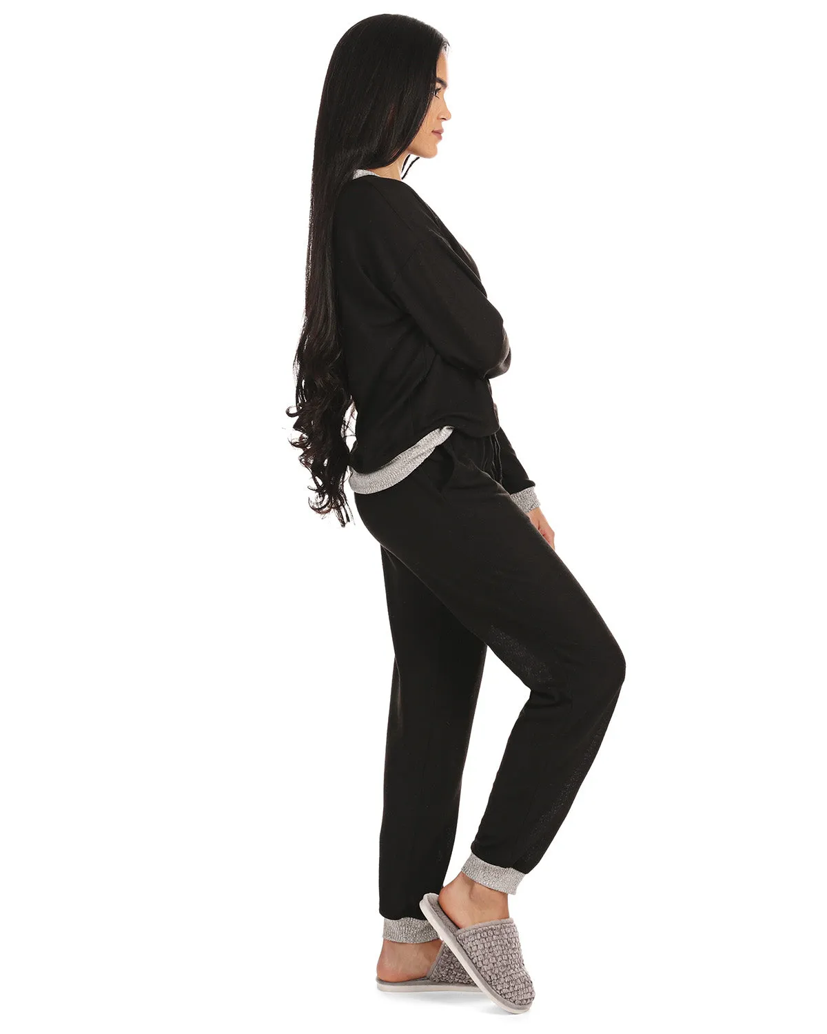 Women's Hacci Matching Pullover Top and Jogger Pants Set