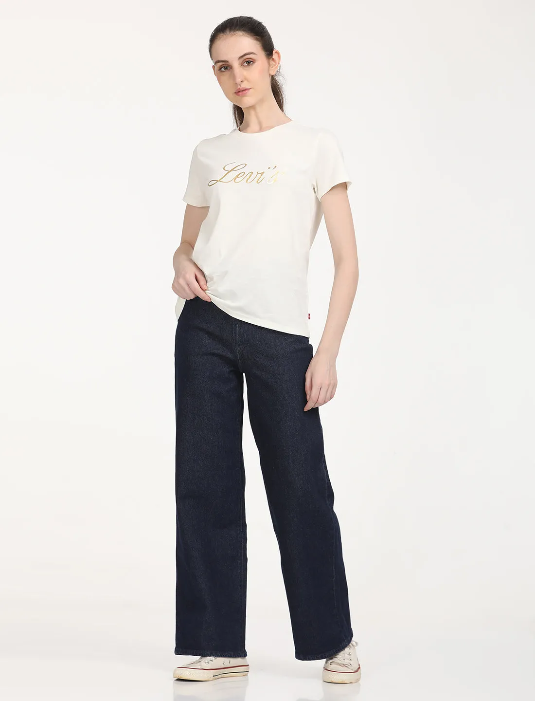 Women's Mid Rise Navy Bootcut Trousers