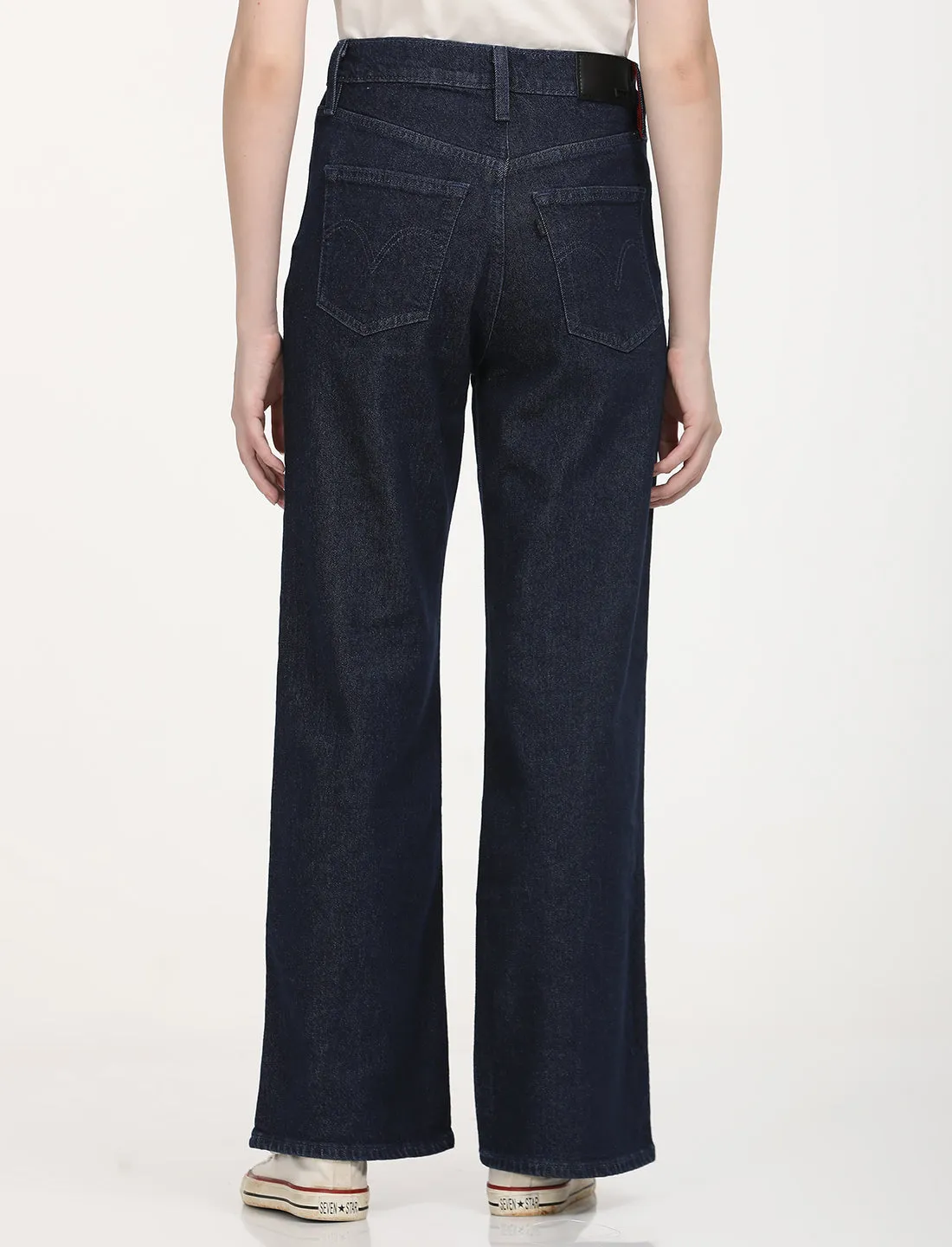 Women's Mid Rise Navy Bootcut Trousers