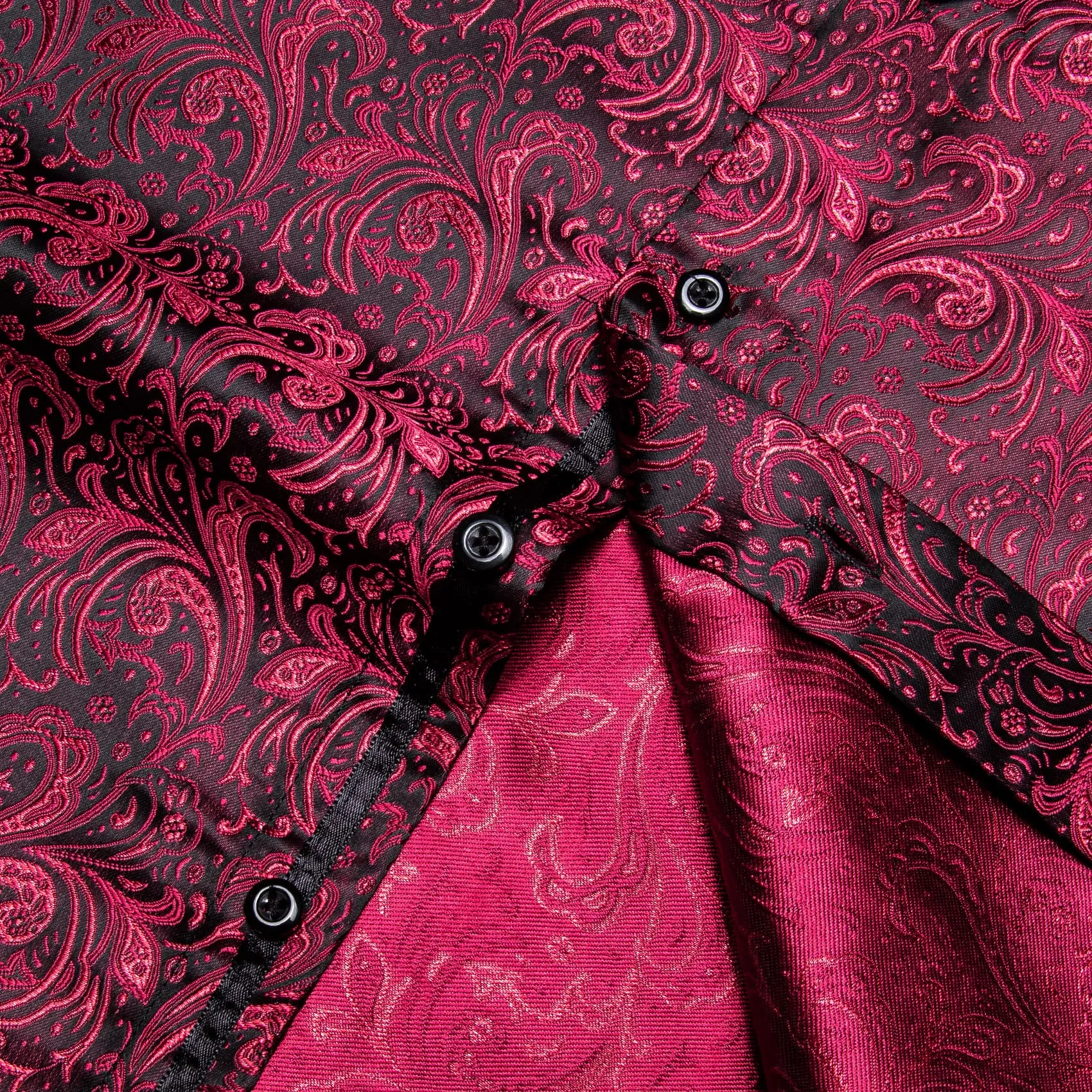 YourTies Burgundy Long Sleeve Top Jacquard Paisley Men's Dress Shirt