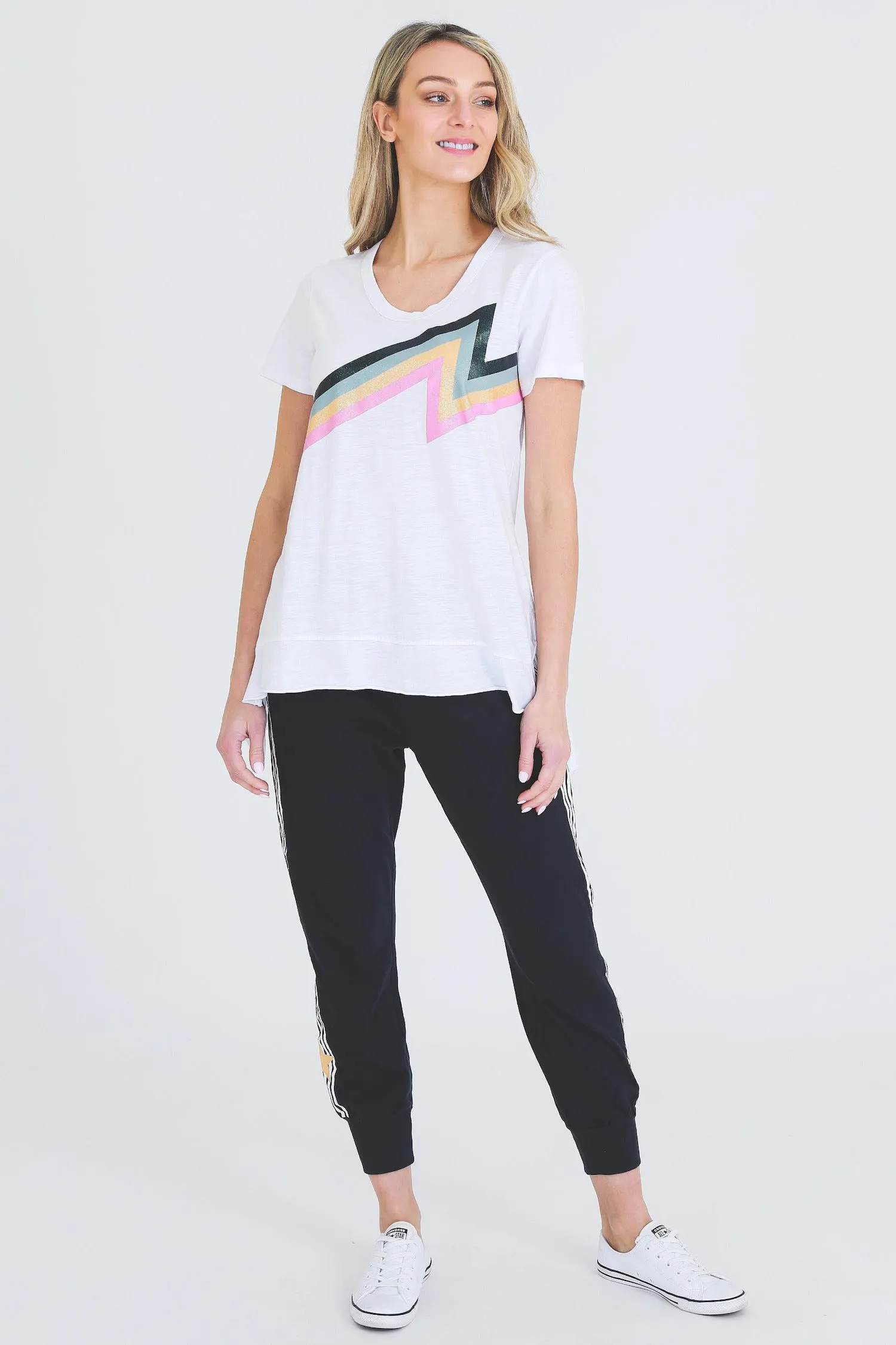 Zig Zag Bolt Navy T Shirt