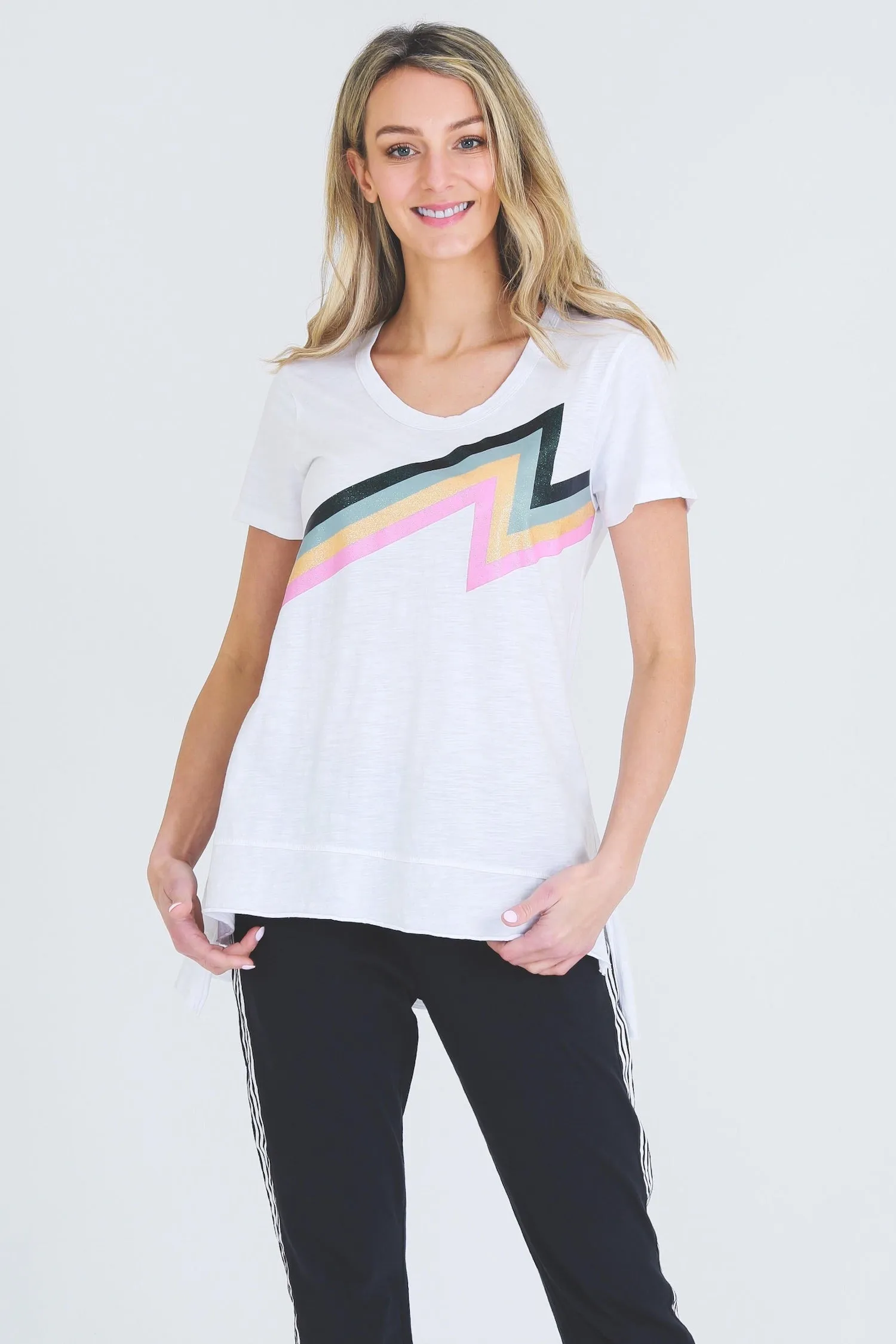 Zig Zag Bolt Navy T Shirt